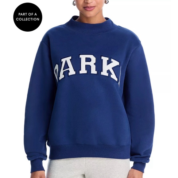 Parke Tops - Parke Denim White Varsity Mock Neck Sweatshirt Size XXL, NWT